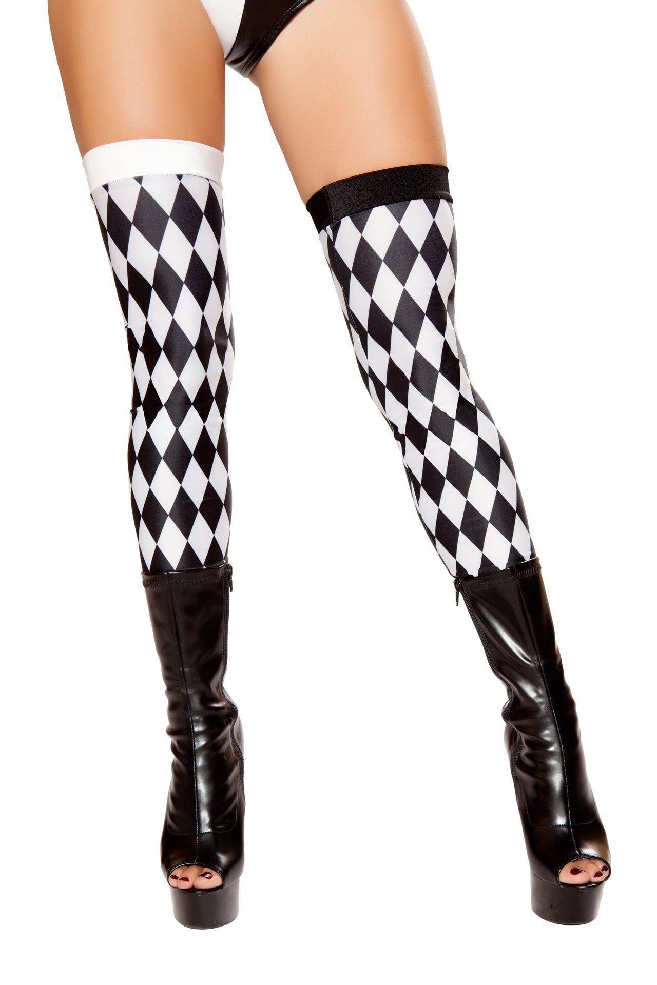Black and white striped leggings